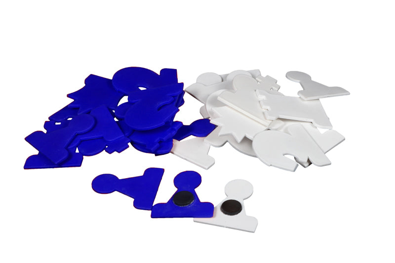 Figure magnetiche per scacchi dimostrativi, bianco/blu (re 75 mm)