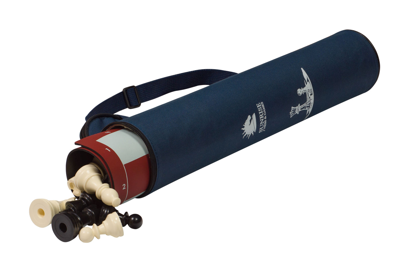 Set di scacchi da viaggio (Pezzi in plastica + scacchiera Avvolgibile + Borsa)