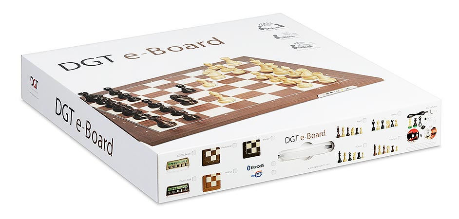 Scacchiera elettronica DGT USB, wengé/acero