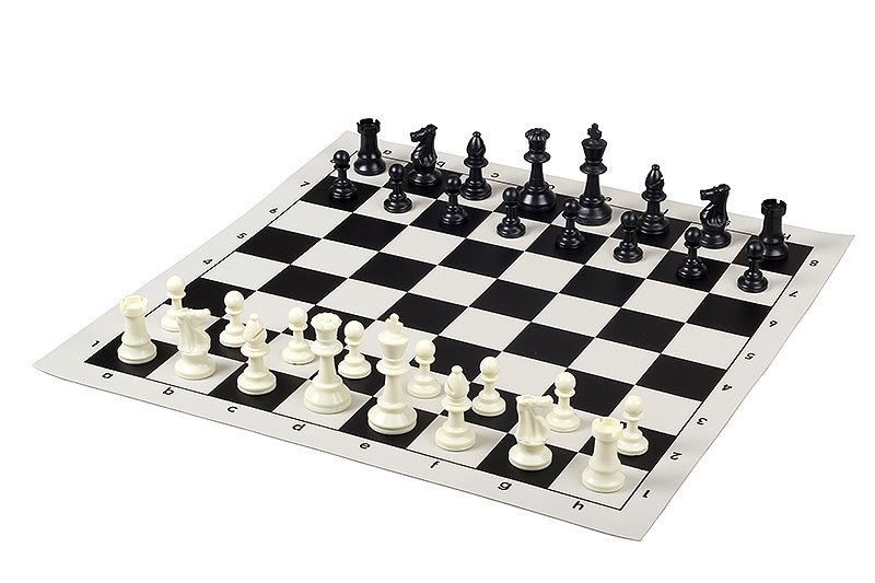 Set di scacchi Club Black (Scacchi + Scacchiera avvolgibile + Borsa)
