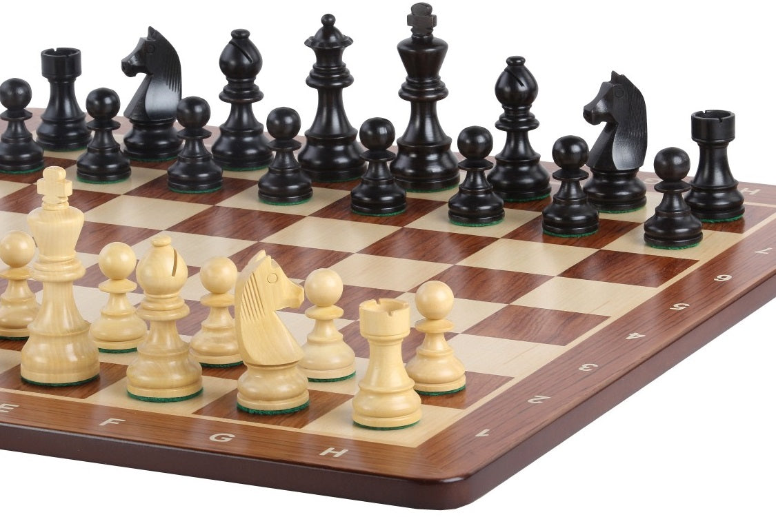 Set di scacchi Leonida - scacchiera (caselle 58x58 mm), Scacchi (Re 96 mm)