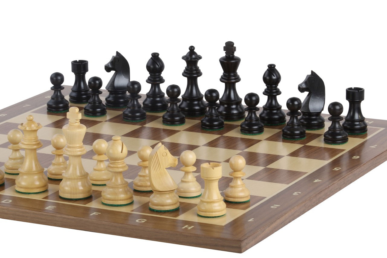 Set di scacchi Iride - scacchiera (Caselle 50x50 mm), Scacchi (Re 90 mm)