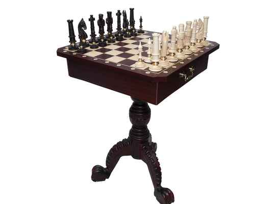 Tavolo da scacchi con figure (altezza 75 cm, altezza re 130 mm)