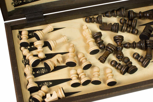 Set in Legno 3 in 1 (40x40cm) Scacchi + Dama + Backgammon