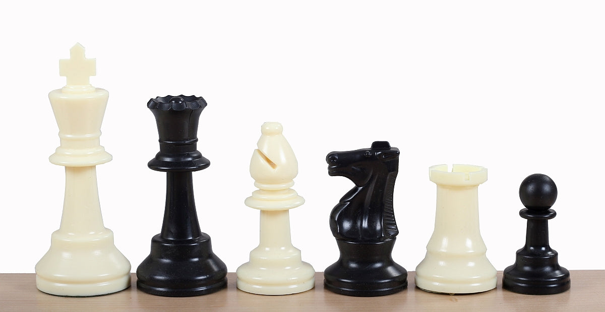 Scacchi Staunton n. 6, bianco/nero in metallo pesato (Re 9,6 cm)