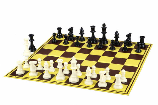 Set di scacchi per la scuola 2 (Scacchi in plastica + scacchiera pieghevole in cartone)