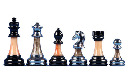 Scacchi Metallizzati con asta in pietra (Re 9 cm)