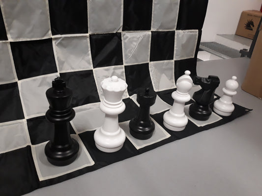 Set di scacchi da esterno/giardino (Re 30 cm) - figure + scacchiera in nylon