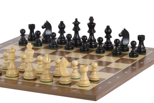 Set di scacchi Iride - scacchiera (Caselle 50x50 mm), Scacchi (Re 90 mm)