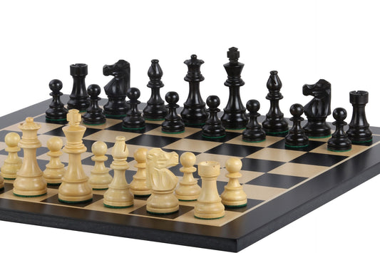 Set Francese: Scacchiera (50x50 cm) + Scacchi Francesi Ebanizzati (Re 8,9 cm)