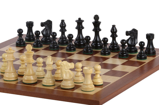 Set Francese 2: Scacchiera (50x50 cm) + Scacchi Francesi Ebanizzati (Re 8,9 cm)